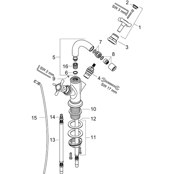 Hansgrohe AXOR Montreux Zweigriff-Bidetarmatur mit Ablaufgarnitur, nickel gebürstet 16520820