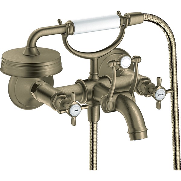 Hansgrohe AXOR Montreux Zweigriff Wannenarmatur Aufputz, nickel gebürstet 16540820