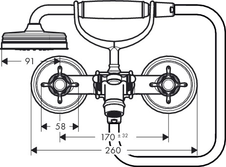 Hansgrohe AXOR Montreux Zweigriff Wannenarmatur Aufputz, nickel gebürstet 16540820