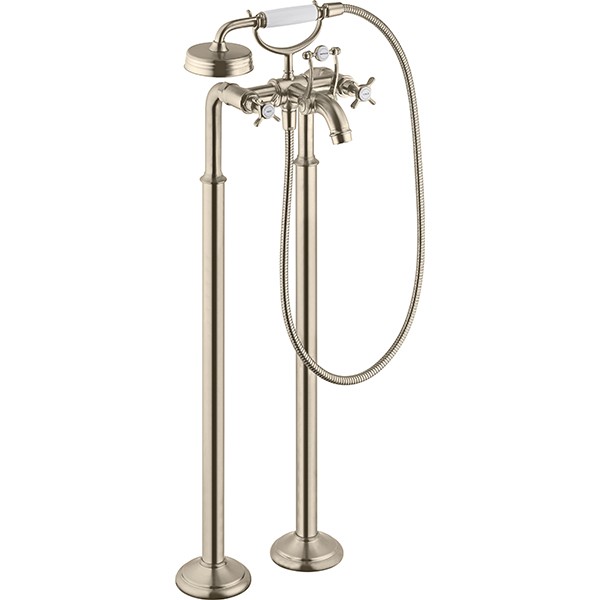 HG Zweigriff Wannenarmatur Axor Montreux Fertigset brushed nickel Bodenmontage