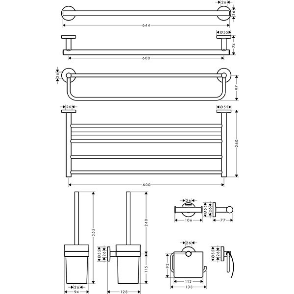 Hansgrohe Bad Accessoire 5-teiliges Set Logis Universal chrom
