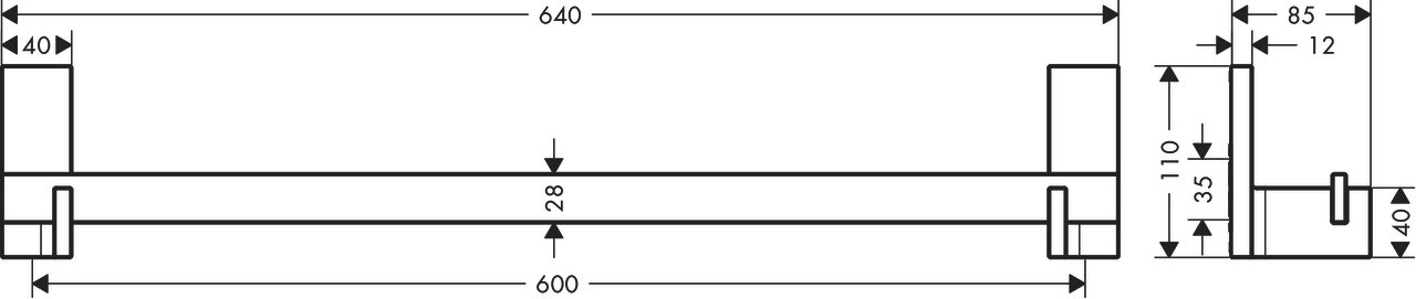 Hansgrohe Badetuchhalter 600 mm Axox Universal Rectangular PN