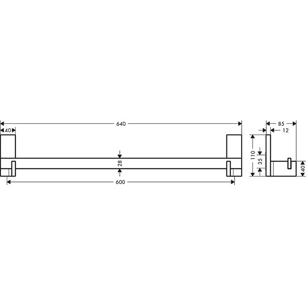 Hansgrohe Badetuchhalter 600 mm Axox Universal Rectangular PN