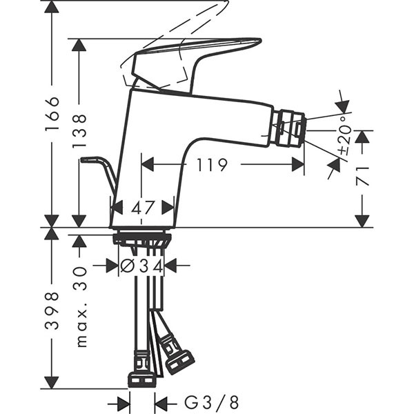 Hansgrohe Bidetmischer 70 Logis chrom 