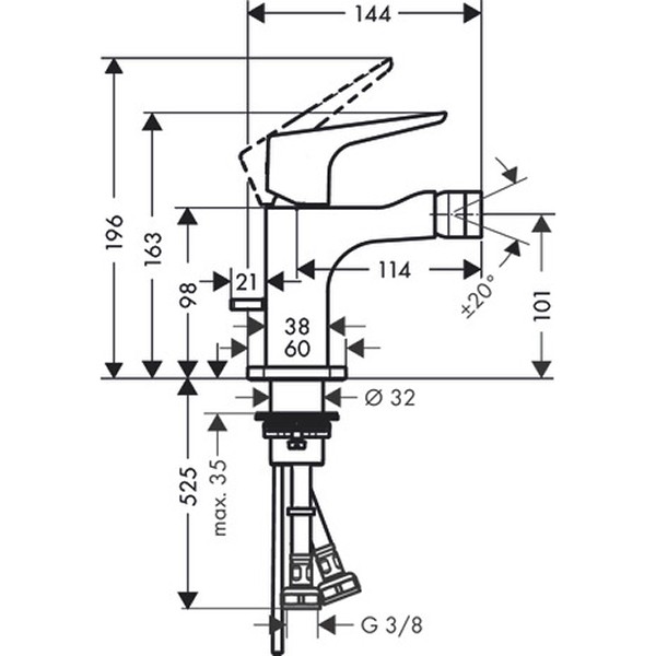 Hansgrohe Bidetmischer Axor Citterio E Hebelgriff chrom