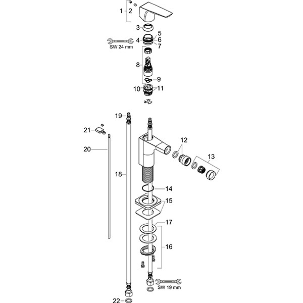 Hansgrohe Bidetmischer Axor Citterio E Hebelgriff chrom