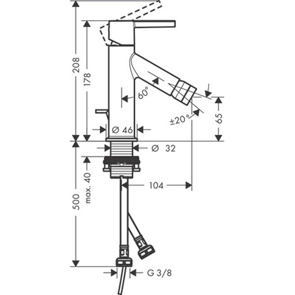 Hansgrohe Bidetmischer Axor Starck Hebelgriff chrom