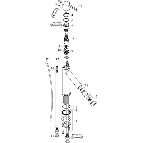 Hansgrohe Bidetmischer Axor Starck Hebelgriff chrom