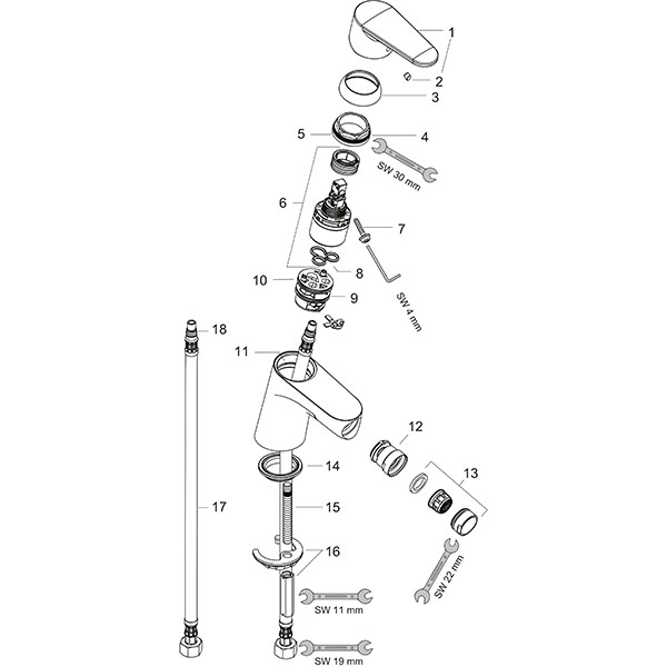 Hansgrohe Bidetmischer Focus chrom Push-Open  