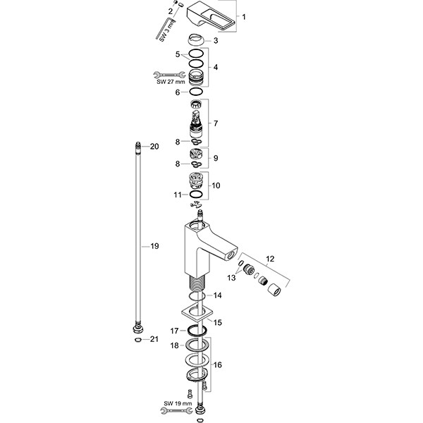 Hansgrohe Bidetmischer Metropol chrom Bügelgriff mit Push-Open Ablaufgarnitur