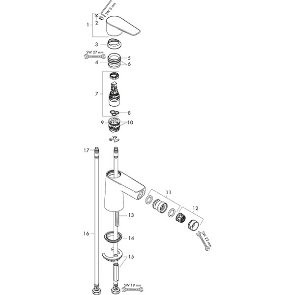 Hansgrohe Bidetmischer Talis E chrom mit Push-Open Ablaufgarnitur