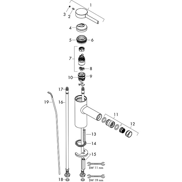 Hansgrohe Bidetmischer Zesis S  mit Zugstangen-Ablaufgarnitur chrom
