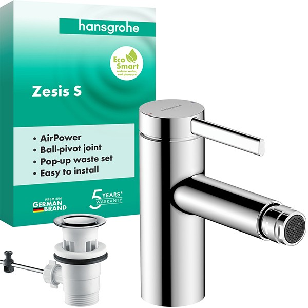 Hansgrohe Bidetmischer Zesis S  mit Zugstangen-Ablaufgarnitur chrom