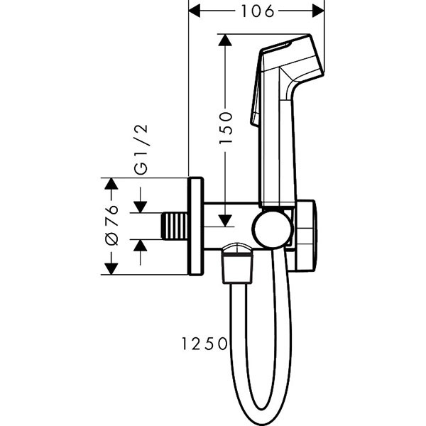 Hansgrohe Bidette Handbrause 1jet S EcoSmart für Kaltwasser mit Brausehalter und Brauseschlauch 125 cm Mattweiß