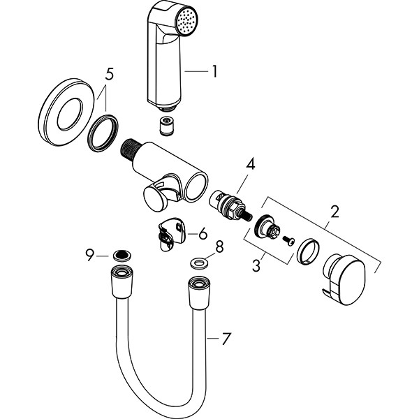 Hansgrohe Bidette Handbrause 1jet S EcoSmart für Kaltwasser mit Brausehalter und Brauseschlauch 125 cm Mattweiß