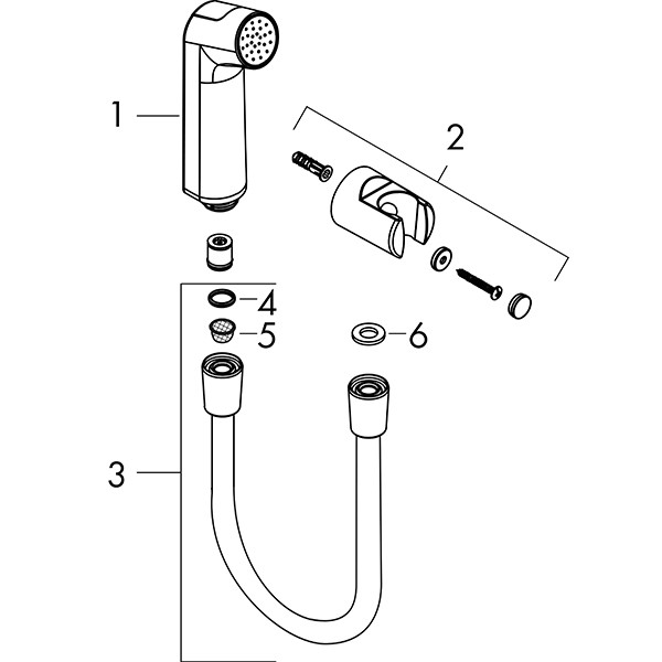 Hansgrohe Bidette Handbrause 1jet S EcoSmart mit Brausehalter und Druckschlauch 125 cm Chrom