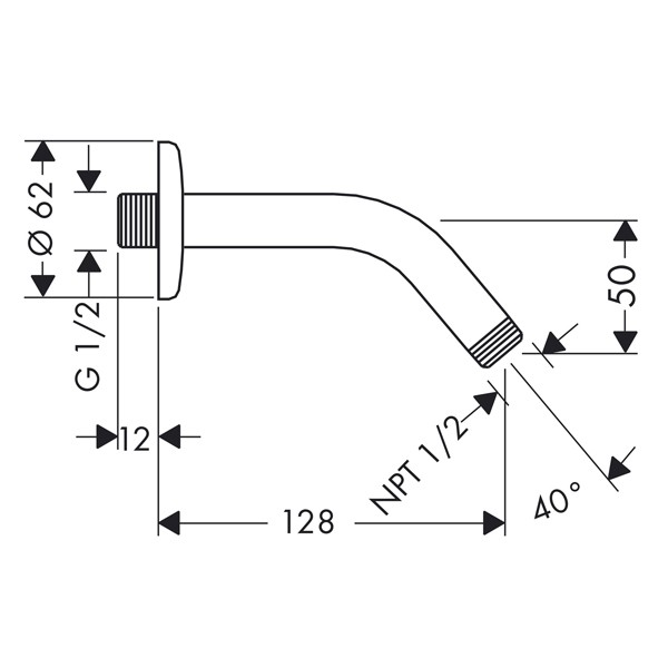 Hansgrohe Brausearm DN15 140mm 45 Grad chrom  