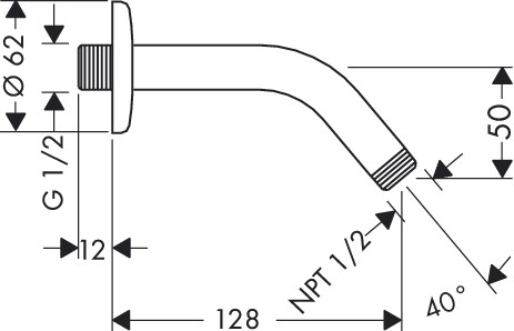 Hansgrohe Brausearm DN15 128mm 45 Grad chrom 