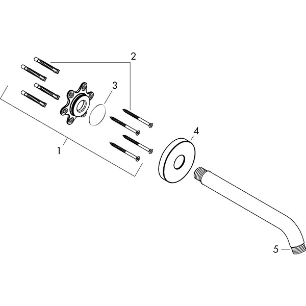 Hansgrohe Brausearm DN15 230mm Ausladung 67 Grad chrom ohne Kugelgelenk