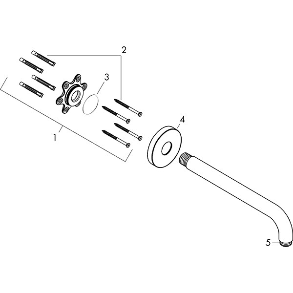 Hansgrohe Brausearm DN15 389mm Ausladung 90 Grad mattweiss ohne Kugelgelenk