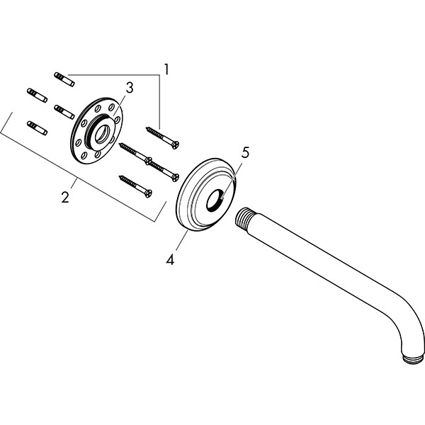 Hansgrohe Brausearm DN15 389mm Ausladung Axor 90 Grad chrom ohne Kugelgelenk