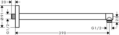 Hansgrohe Brausearm DN15 390mm Axor chrom  