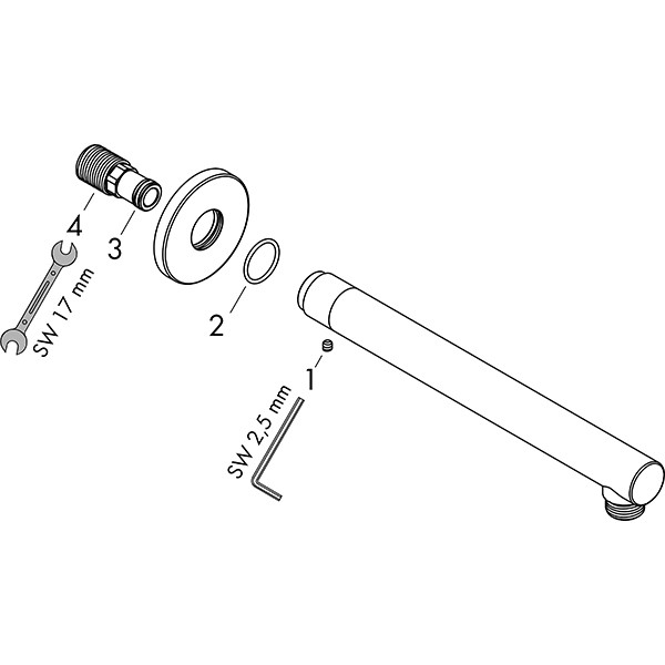 Hansgrohe Brausearm Vernis Blend DN15 240mm Ausladung 90 Grad mattschwarz