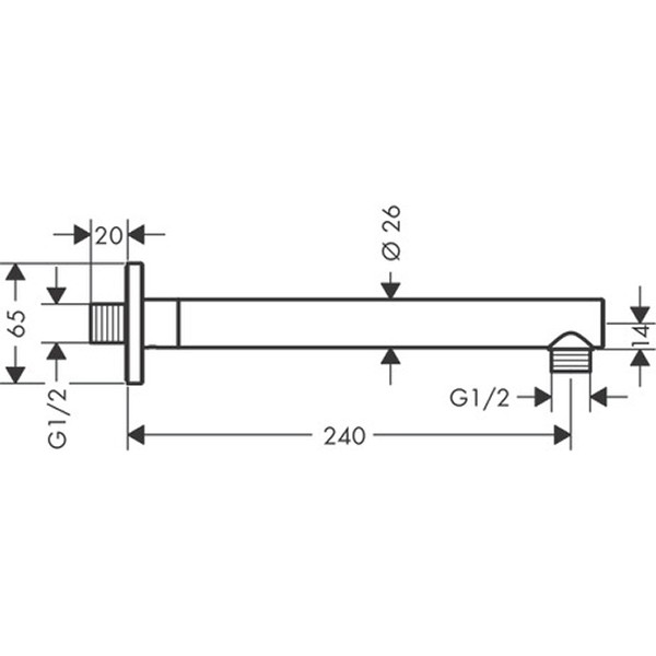 Hansgrohe Brausearm Vernis Shape DN15 240mm Ausladung 90 Grad mattschwarz