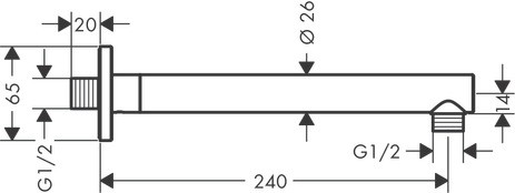 Hansgrohe Brausearm Vernis Shape DN15 240mm Ausladung 90 Grad mattschwarz
