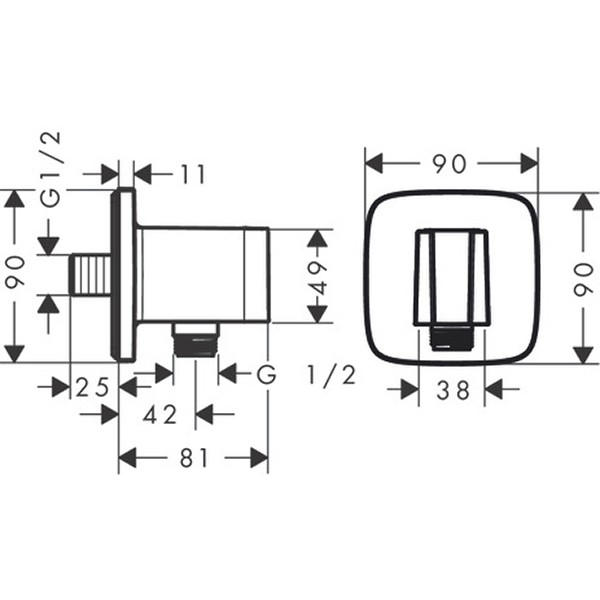 Hansgrohe Brausehalter FixFit Q Porter KS für Handbrause brushed black chrome