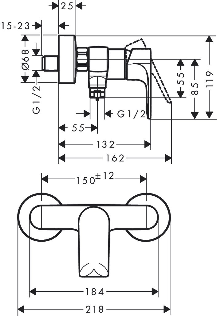 Hansgrohe Brausemischer Aufputz Rebris E MSW