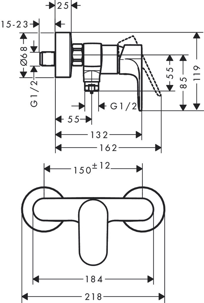 Hansgrohe Brausemischer Aufputz Rebris S MSW 