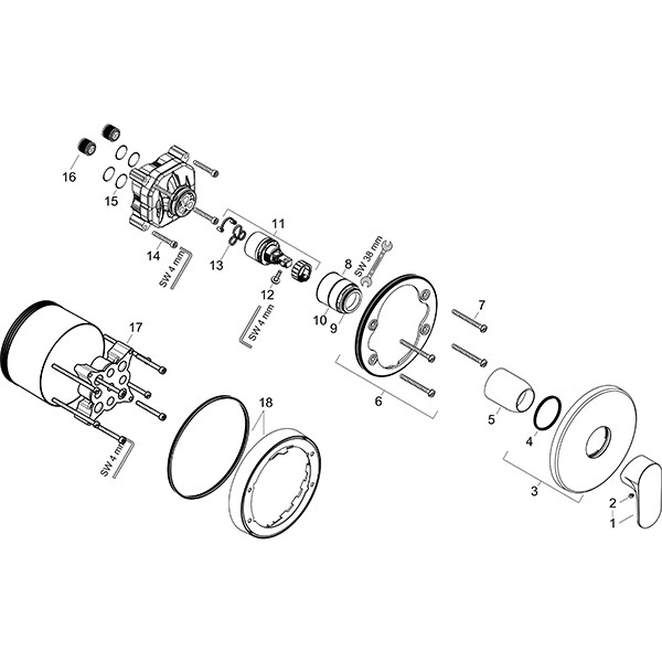 Hansgrohe Brausemischer Unterputz Rebris S Fertigset MSW