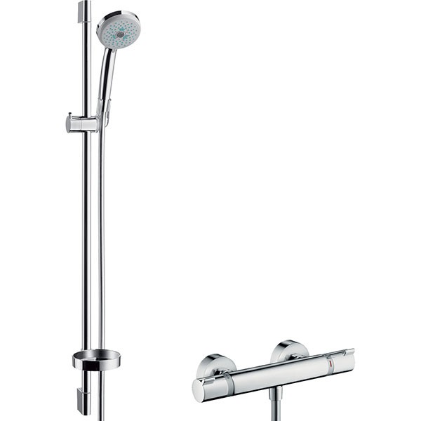 Hansgrohe Brausenkombi Croma 100 Multi/Ecostat Comfort und Brausenstange Unica'C 900mm