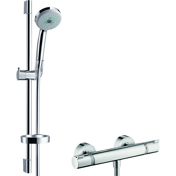 Hansgrohe Brausenkombi Croma 100 Multi/Ecostat Comfort und Brausenstange Unica'C 650mm