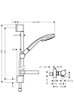Hansgrohe Brausenkombi Croma 100 Vario EcoSmart /Ecostat Comfort und Unica'C 650mm