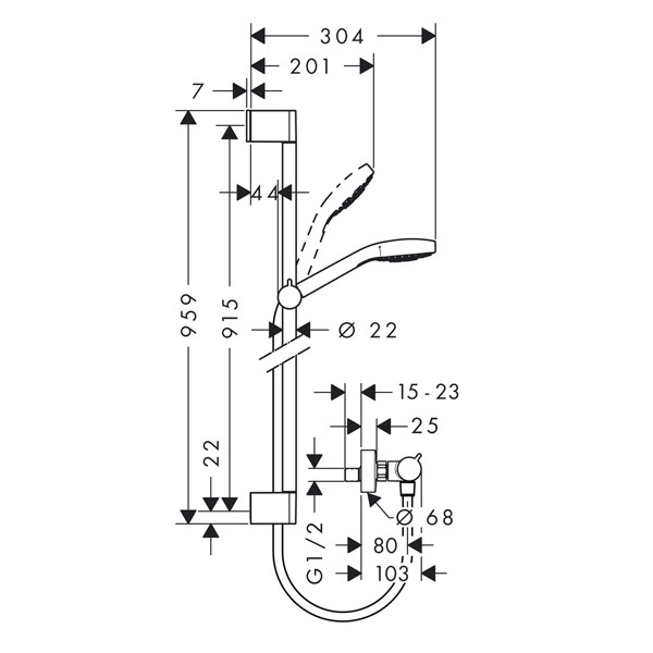 HG Brausenkombi Croma Select E Vario/ Ecostat Comfort Unica Crometta 900mm