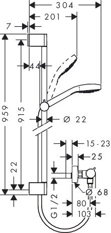 Hansgrohe Brausenkombi Croma Select E Vario/ Ecostat Comfort Unica Crometta 900mm