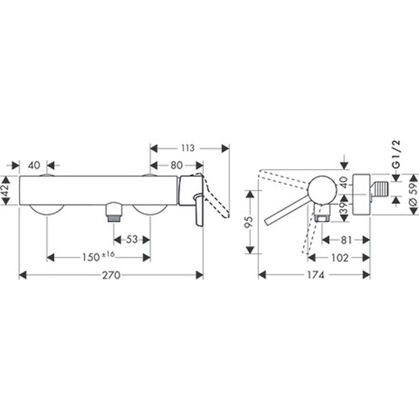 Hansgrohe Brausenmischer Aufputz Axor Starck DN15 chrom Hebelgriff