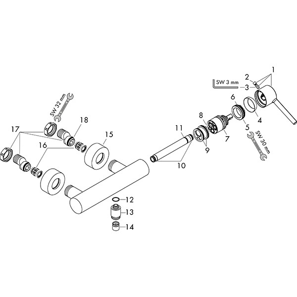 Hansgrohe Brausenmischer Aufputz Axor Starck DN15 chrom Hebelgriff