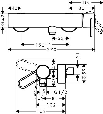 Hansgrohe Brausenmischer Aufputz Axor Uno Bügelgriff chrom