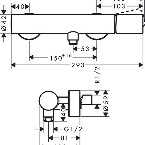 Hansgrohe Brausenmischer Aufputz Axor Uno Zerogriff BN