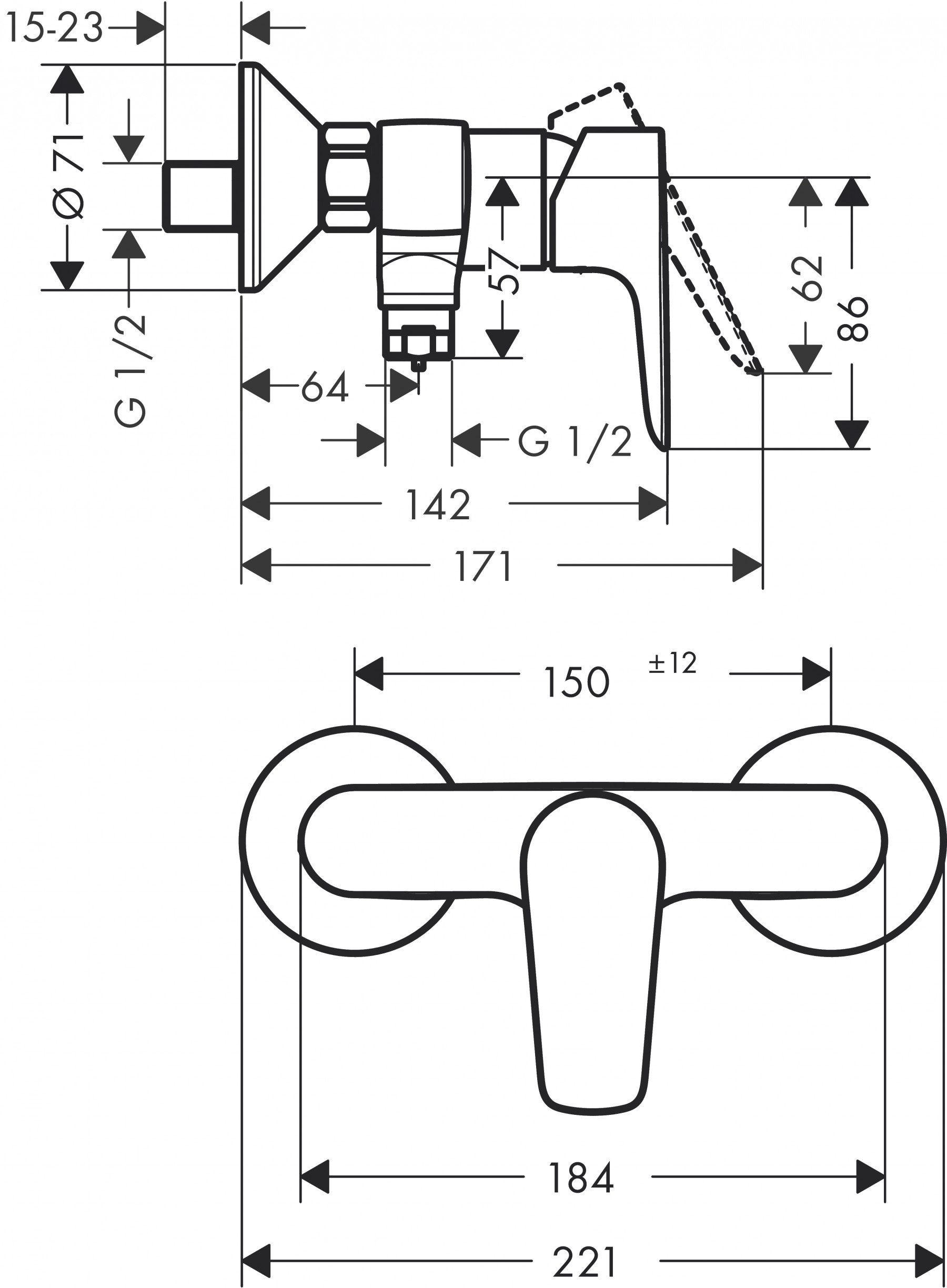 Hansgrohe Brausenmischer Aufputz Talis E mattschwarz