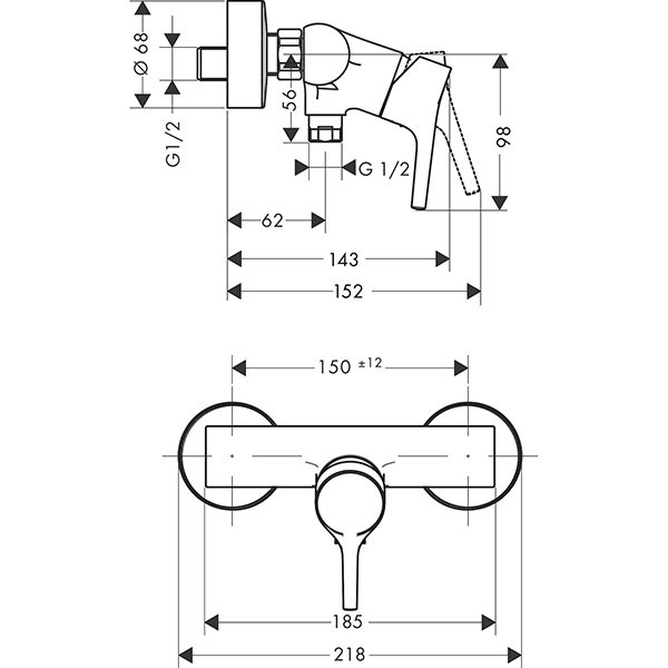 Hansgrohe Brausenmischer Aufputz Talis S chrom  