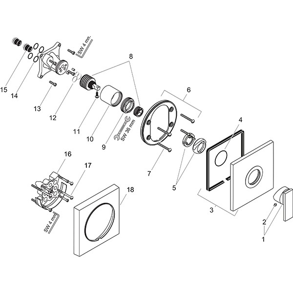 Hansgrohe Brausenmischer Unterputz AXOR Citterio Fertigset chrom