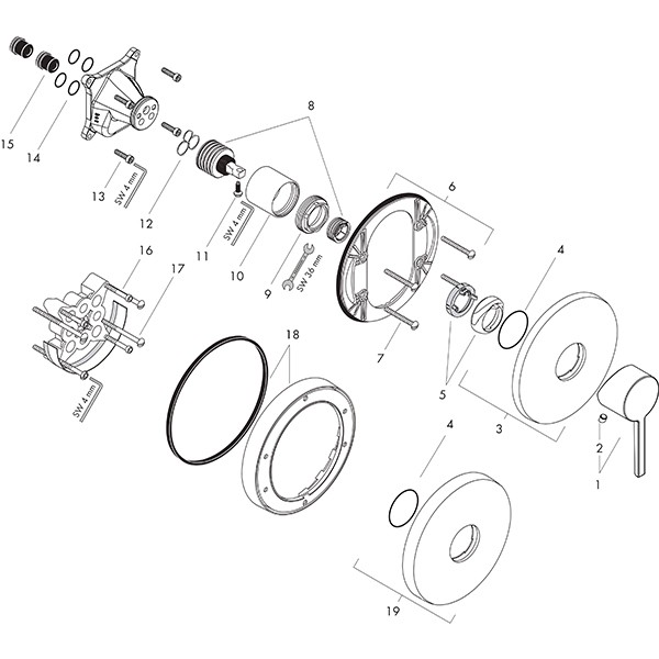 Hansgrohe Brausenmischer Unterputz Axor Starck chrom Hebelgriff