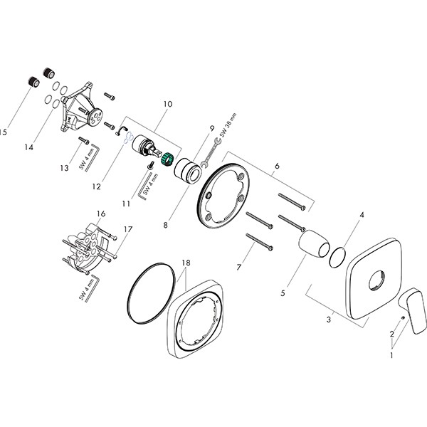 Hansgrohe Brausenmischer Unterputz Logis Fertigset chrom