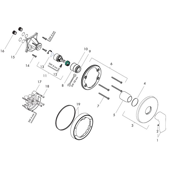 Hansgrohe Brausenmischer Unterputz Metris Fertigset chrom