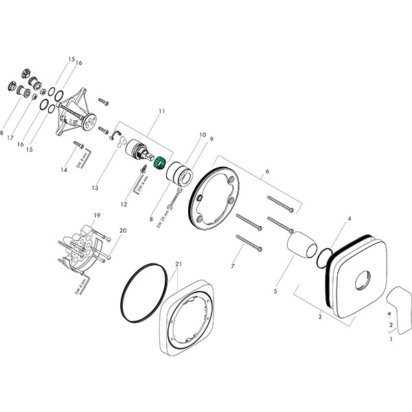 Hansgrohe Brausenmischer Unterputz Metris Fertigset eckig chrom