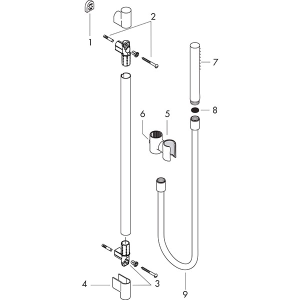 Hansgrohe Brausenset Axor Starck 900mm chrom mit Schlauch 1600mm und Handbrause 1jet
